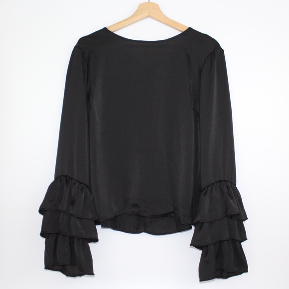 Tops | Silky Long Ruffle Sleeve Blouse | Poshmark